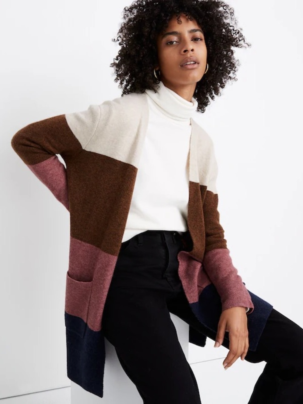 Madewell Kent Striped Colorblock Cardigan Sweater in Coziest Yarn
